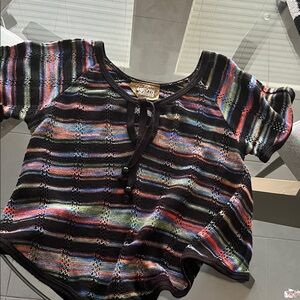 Vintage 1970s Melvin Harris’s Rainbow Black Knit